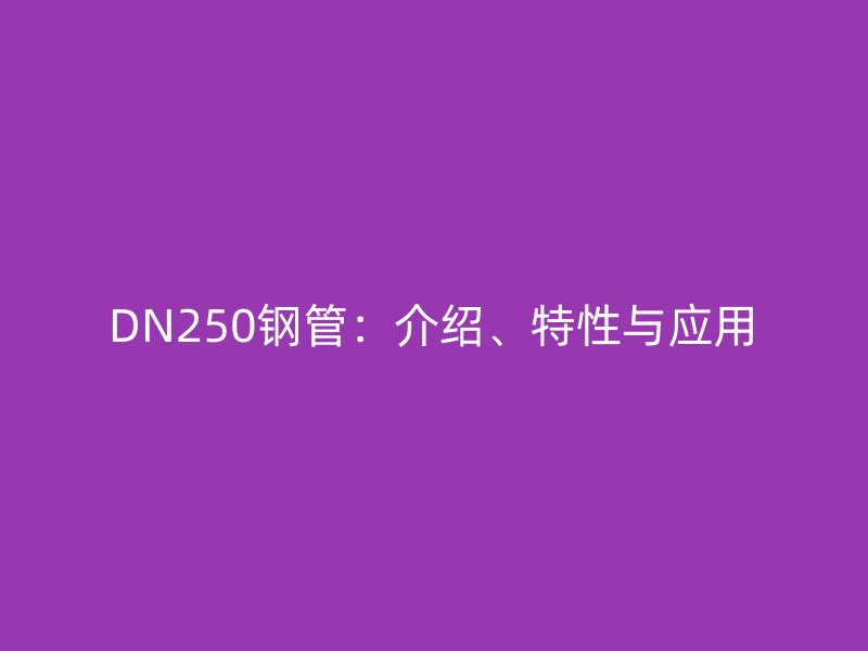 DN250鋼管：介紹、特性與應(yīng)用