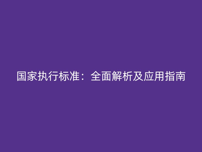 國(guó)家執(zhí)行標(biāo)準(zhǔn)：全面解析及應(yīng)用指南