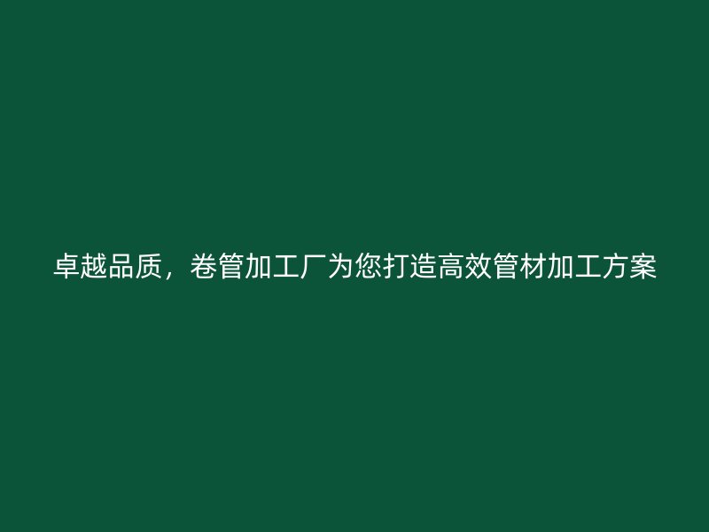 卓越品質(zhì)，卷管加工廠為您打造高效管材加工方案
