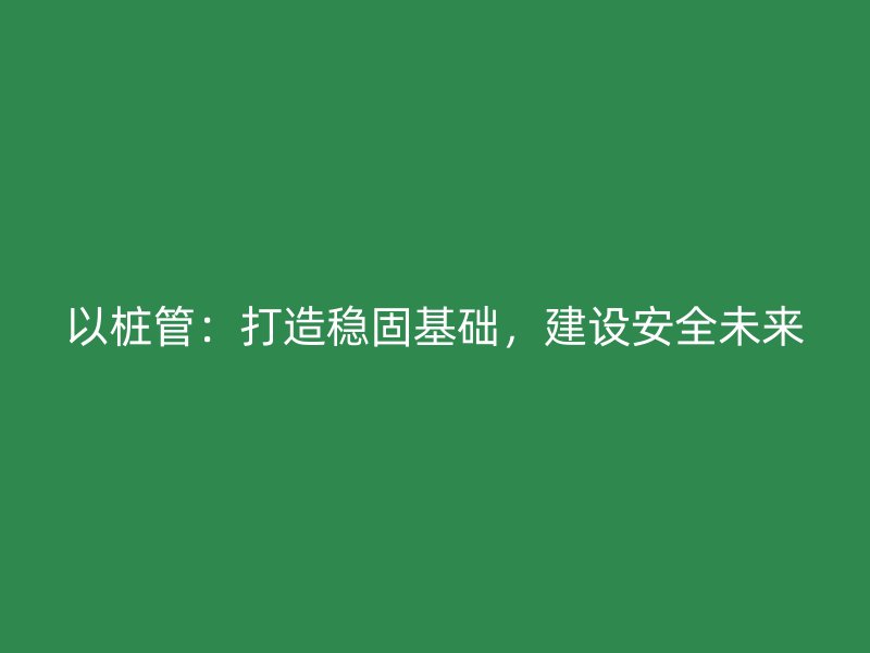 以樁管：打造穩(wěn)固基礎(chǔ)，建設(shè)安全未來