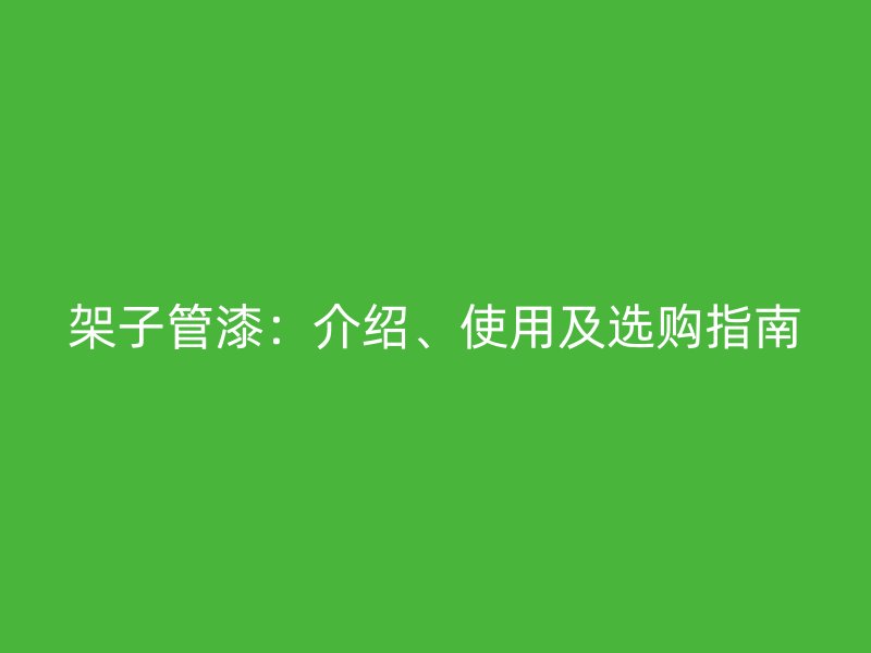 架子管漆：介紹、使用及選購指南